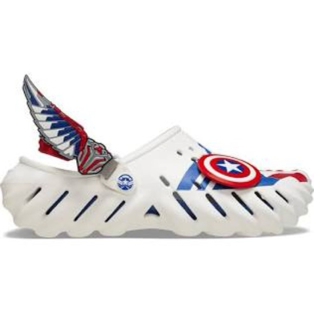 CROCS UNISEX - Captain America Echo Clog - White, Red and Blue Size: 8W - 6M - Picture 2 of 12